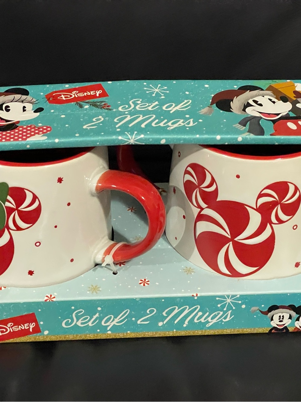 Christmas Disney Mickey and Minnie Peppermint Mugs (Set of 2) Mickey Mugs
